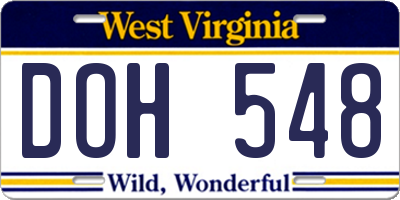WV license plate DOH548