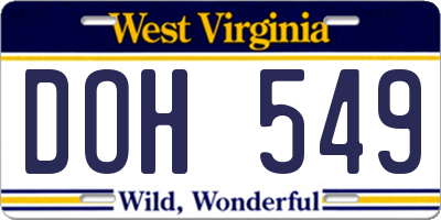 WV license plate DOH549