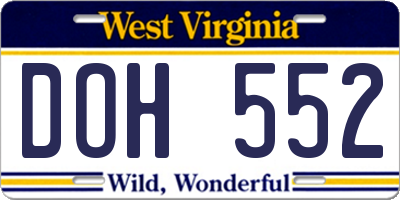 WV license plate DOH552