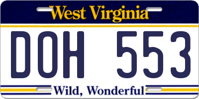 WV license plate DOH553