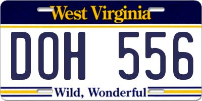 WV license plate DOH556