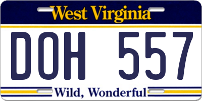 WV license plate DOH557