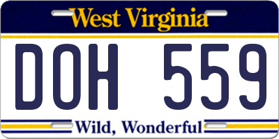 WV license plate DOH559