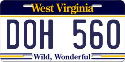 WV license plate DOH560