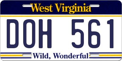 WV license plate DOH561