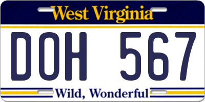WV license plate DOH567