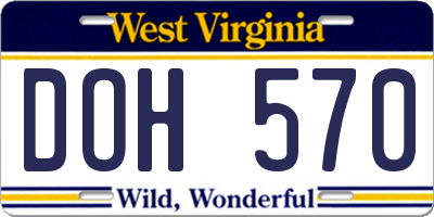 WV license plate DOH570