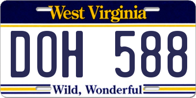 WV license plate DOH588