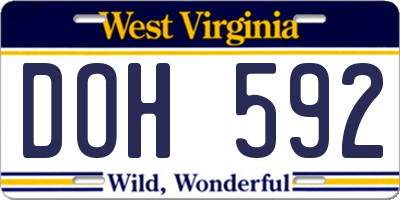 WV license plate DOH592
