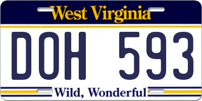 WV license plate DOH593