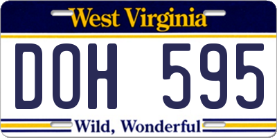 WV license plate DOH595