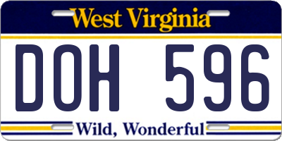 WV license plate DOH596
