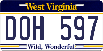 WV license plate DOH597