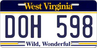 WV license plate DOH598