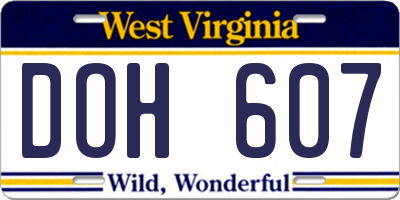 WV license plate DOH607