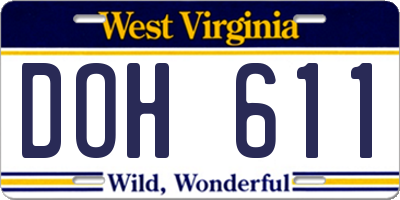 WV license plate DOH611