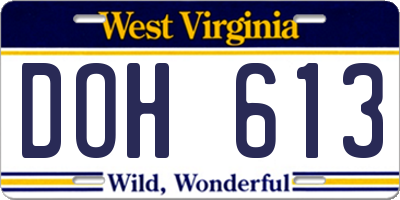 WV license plate DOH613