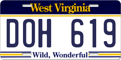WV license plate DOH619