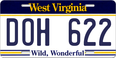 WV license plate DOH622
