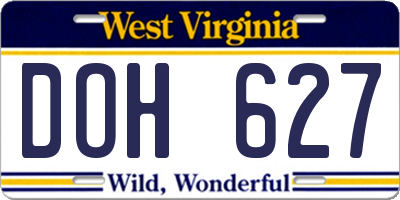 WV license plate DOH627