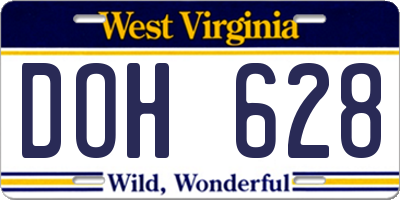 WV license plate DOH628
