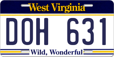 WV license plate DOH631