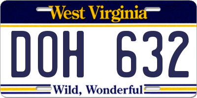WV license plate DOH632