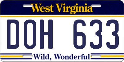 WV license plate DOH633