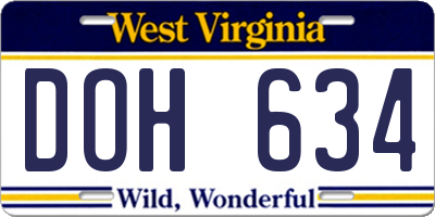 WV license plate DOH634