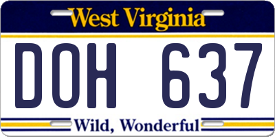WV license plate DOH637