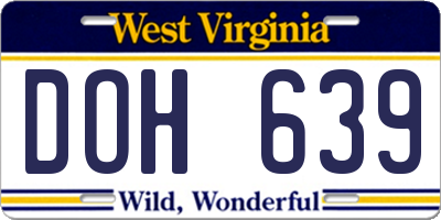 WV license plate DOH639