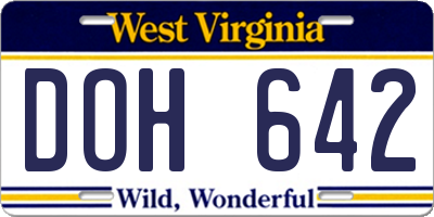 WV license plate DOH642