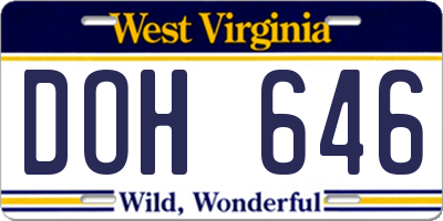 WV license plate DOH646