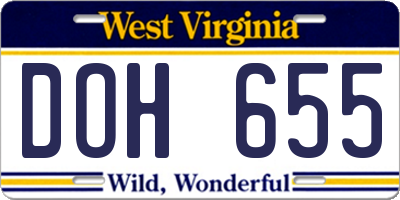 WV license plate DOH655