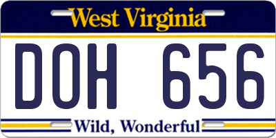 WV license plate DOH656