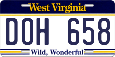 WV license plate DOH658