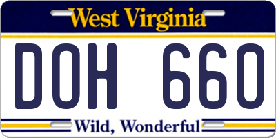 WV license plate DOH660