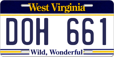 WV license plate DOH661