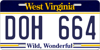 WV license plate DOH664