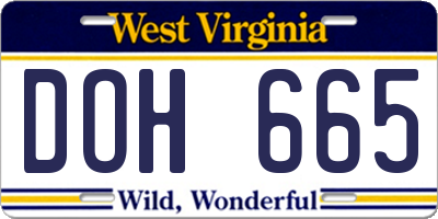 WV license plate DOH665