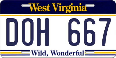 WV license plate DOH667