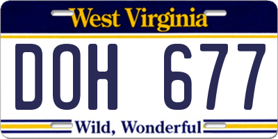 WV license plate DOH677