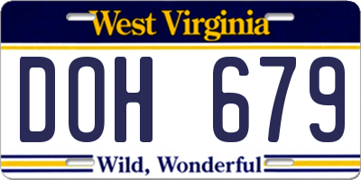 WV license plate DOH679