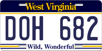 WV license plate DOH682