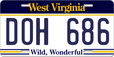 WV license plate DOH686