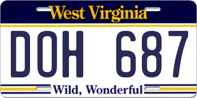 WV license plate DOH687