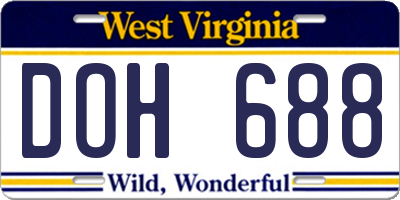 WV license plate DOH688