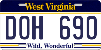 WV license plate DOH690