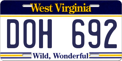 WV license plate DOH692