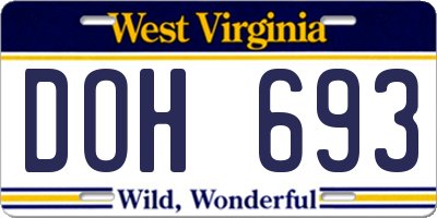 WV license plate DOH693